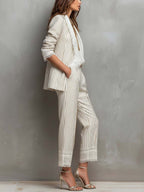 Vintage Striped Lace Cropped Trousers