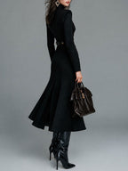 Military Style Double-Breasted Button Slit Maxi Dress