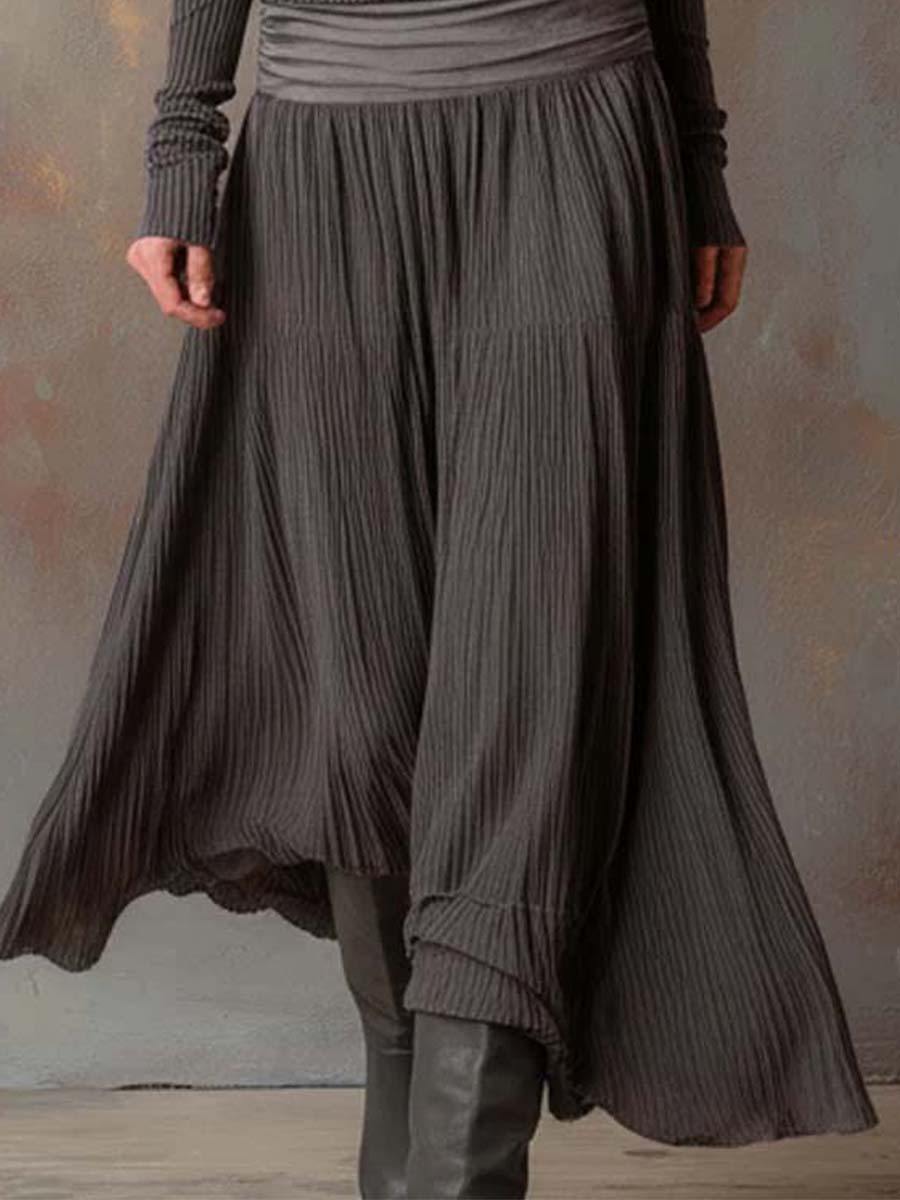 Vintage Ribbed Knit Maxi Dress In Charcoal Gray